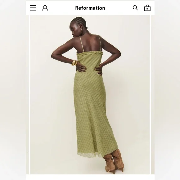 Reformation Imara Dress Green - Size XS